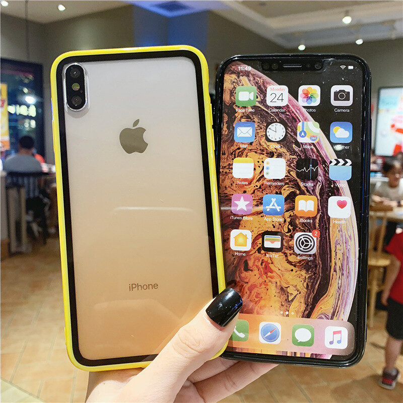 Shockproof Bumper Transparent Silicone Frame Phone Case For iPhone XS MAX Case X XS XR 8 7 6 Plus Colorful Gradient Clear Cover