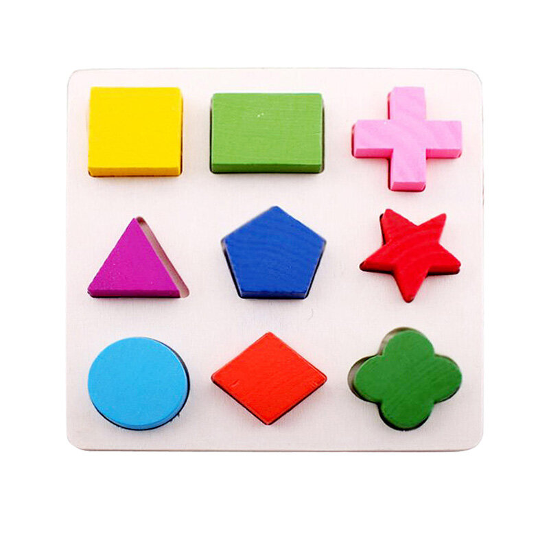 Montessori Wooden Puzzles Hand Grab Boards Toys Tangram Jigsaw Baby Educational Toys Geometric Shape 3D Puzzles