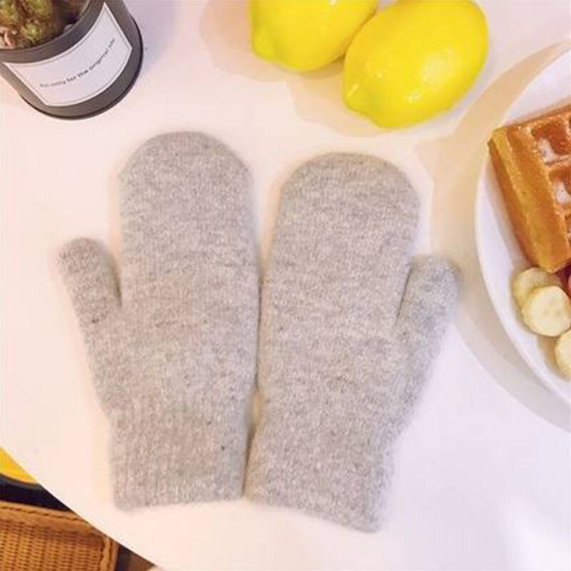 2021 Women Winter Keep Warm Gloves plus Cashmere Full Fingers Mittens Gloves Warm Plush Furry Knitted Fingerless Gloves