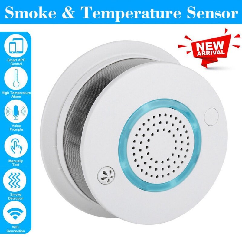 Czujnik temperatury WIFI bezprzewodowy czujnik temperatury dymu Alarm pilot aplikacji System alarmowy do domu