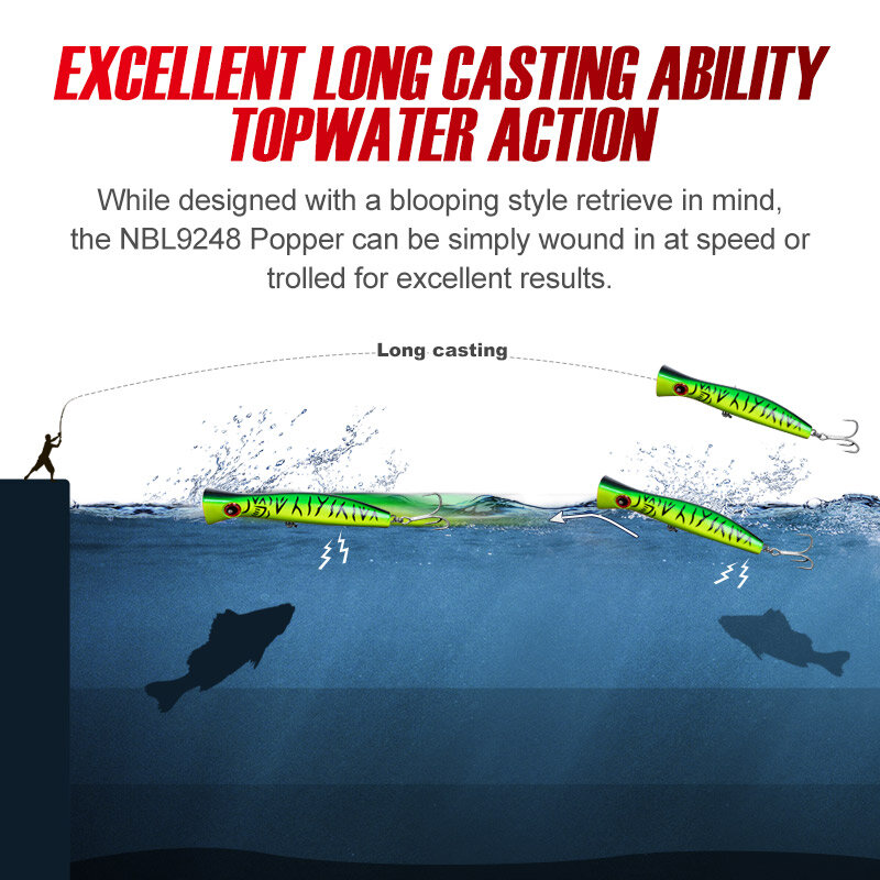 Noeby-iscas duras artificiais para pesca no robalo, iscas de pesca de água salgada, grande game popper, 200mm, 116g
