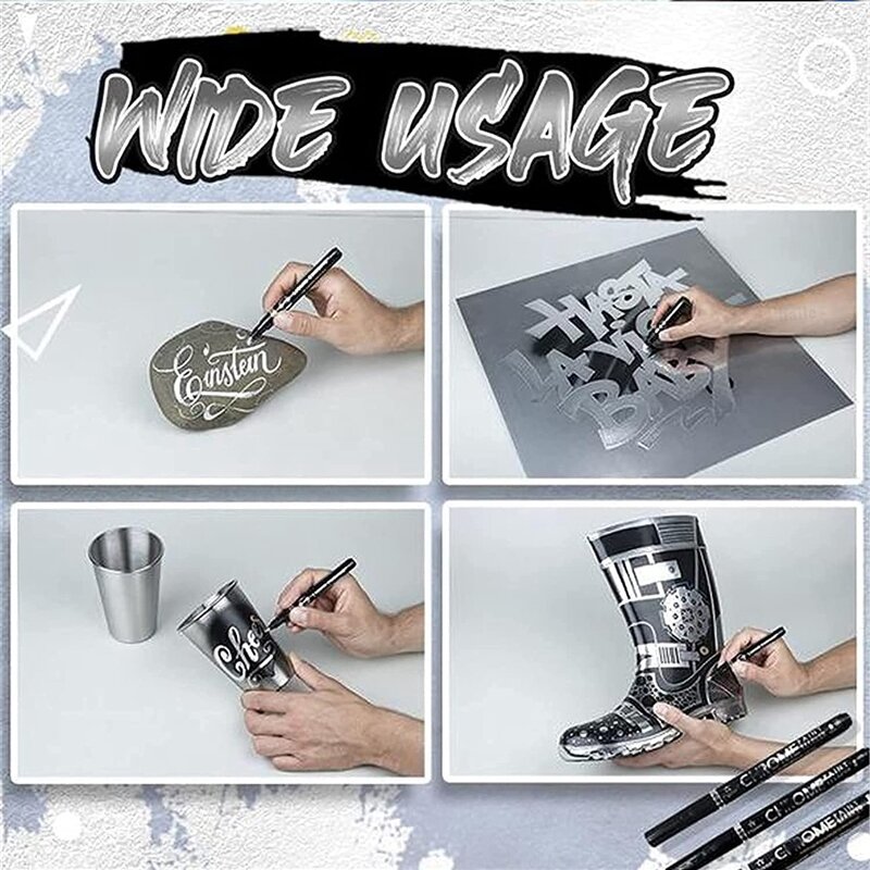 Haile Liquid Mirror Marker Silver Markers Pen DIY Reflective Paint Pens Mirror Markers Chrome Finish Metallic Art Craftwork Pen
