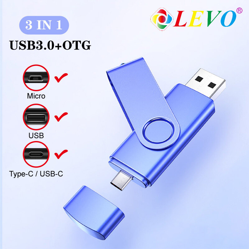 3 in 1 USB OTG Flash Drive USB3.0 e di Tipo-C & Micro USB Pen Drive da 256GB 128GB 64GB 32GB USB del Bastone Pendrive