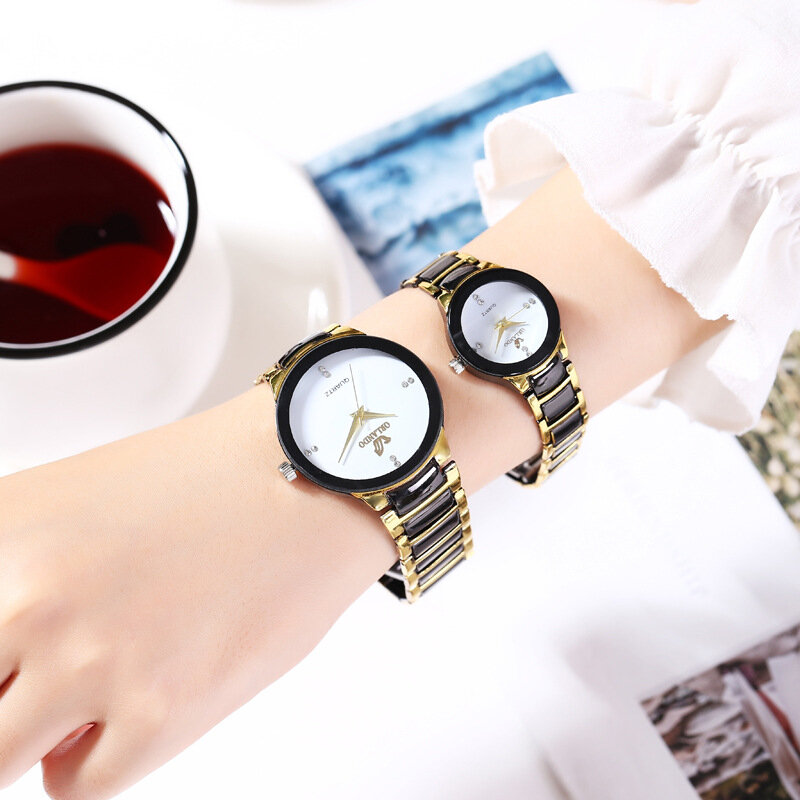 Relógios de aço inoxidável de luxo para homens e mulheres, Lover's Watch para casais, relógios casuais, marcas famosas, presentes