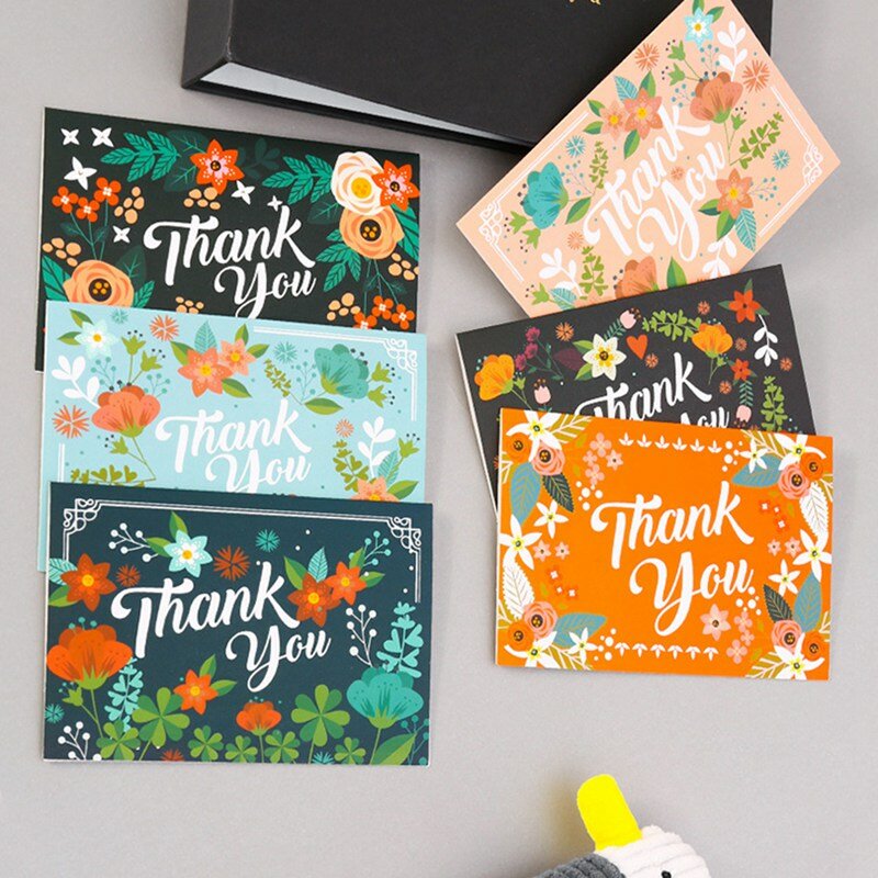 Tarjetas de agradecimiento de 6 estilos de alta calidad con pegatinas de sobre, invitaciones personalizadas de negocios, notas en blanco dentro de postales de felicitación