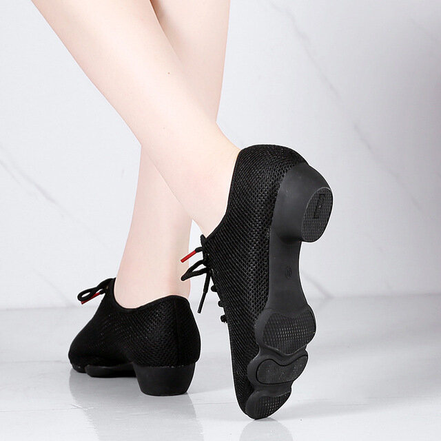 Soft bottom rubber sole shoe full net Latin dance shoes female teacher shoes high-heeled female ballroom dance sailor square net