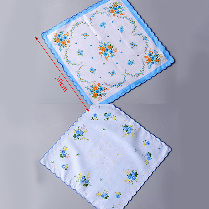 5 Pcs 30*30 cm Vintage Cotton Women Hankies Embroidered Butterfly Flower Hanky Floral Ladies Handkerchief Fabrics Random Color