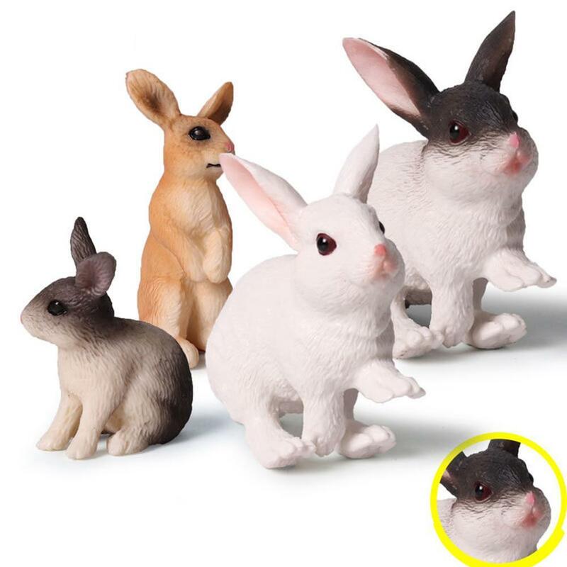 Mascota de simulación de conejo, liebre, modelo de Animal, decoración del hogar en miniatura, juguete educativo para niños, figurita de regalo