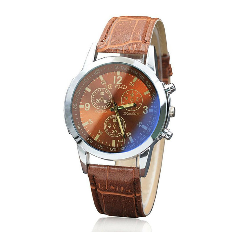 Fashion Faux Leather Mens Analog Quarts Watches Blue Ray Men Wrist Watch 2024 Mens Watches Top Brand Luxury Casual Watch Clocks