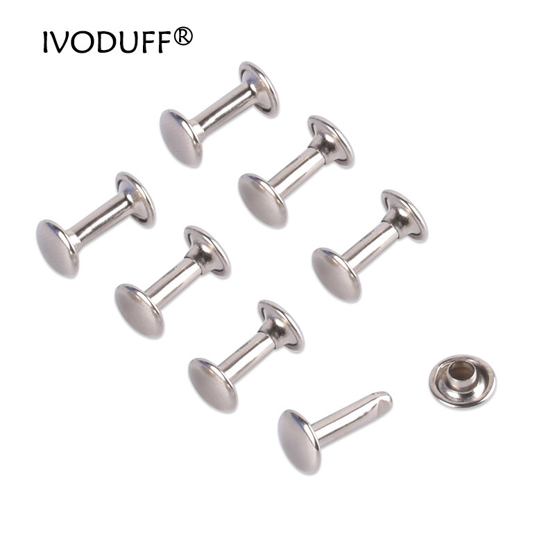 Ivduff-Varios tamaños de Metal para cinturón de cuero, sombrero con remaches de Metal para monedero, fabricación de cinturones de cuero, doble remache Doble