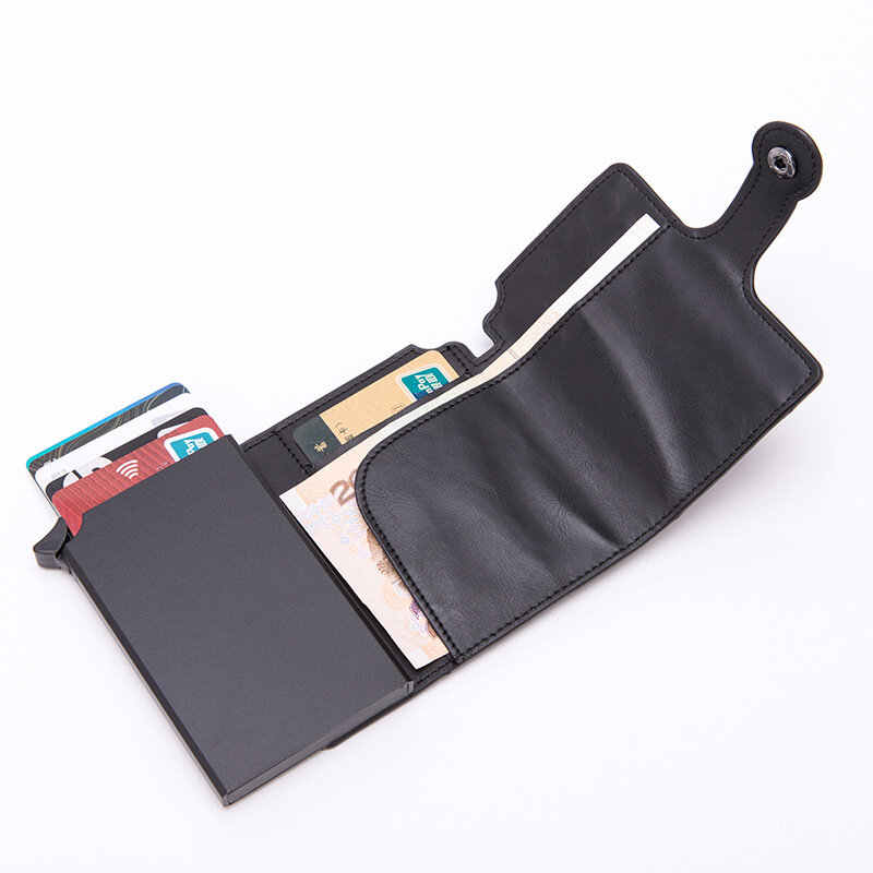 Cartera de cuero genuino personalizada para hombre, billetera de lujo Vintage, pequeña, delgada, con cremallera, triple pliegue, tarjetero negro, regalo personalizado