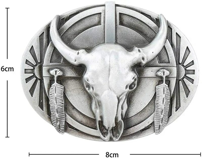 Silver bull head oval shape belt  buckle for woman western cowboy buckle without belt custom alloy width 4cm