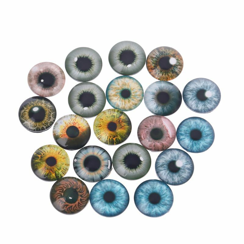 20 sztuk szklane lalki oczy zwierząt DIY rzemiosło gałki oczne dla dinozaurów oczu akcesoria tworzenia biżuterii Handmade 8mm/12mm/18mm 97BE