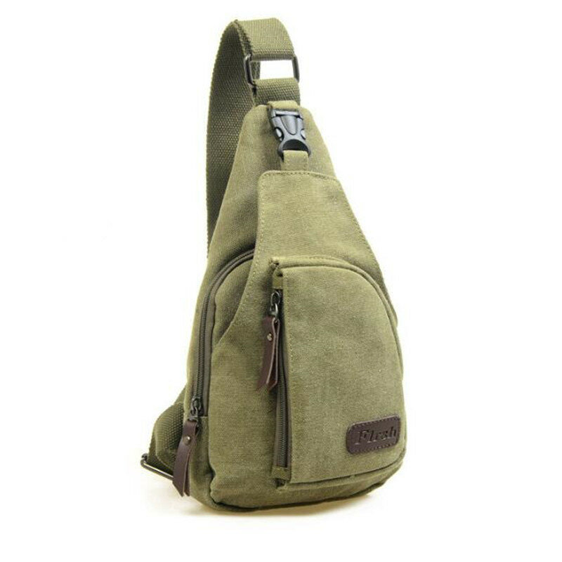 2024 Brand New Men Vintage Canvas Leather Satchel Shoulder Sling Chest Pack Multifunctional Outdoor Small Shoulder Bag