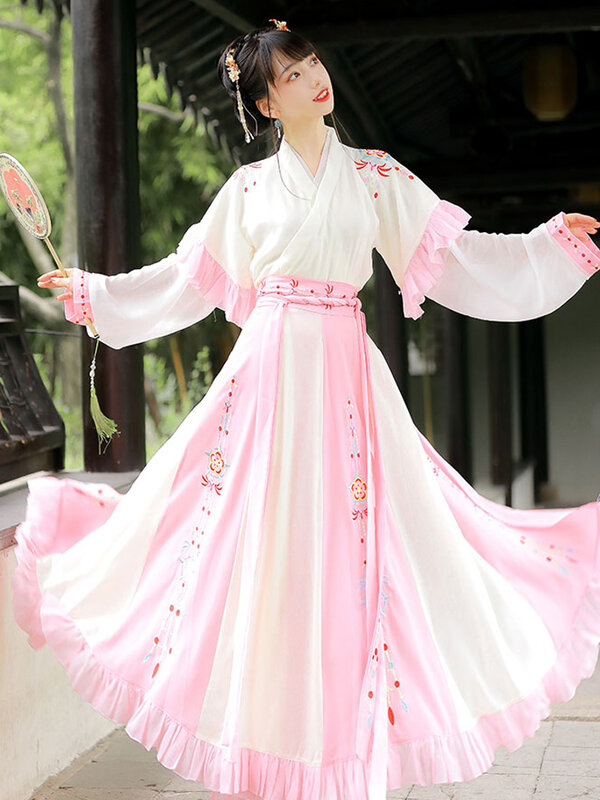 Chinese Dress Ancient Hanfu Black Traditional Embroidery Dress China Style Folk Dance Robe Cosplay National Costume Kimono Suit