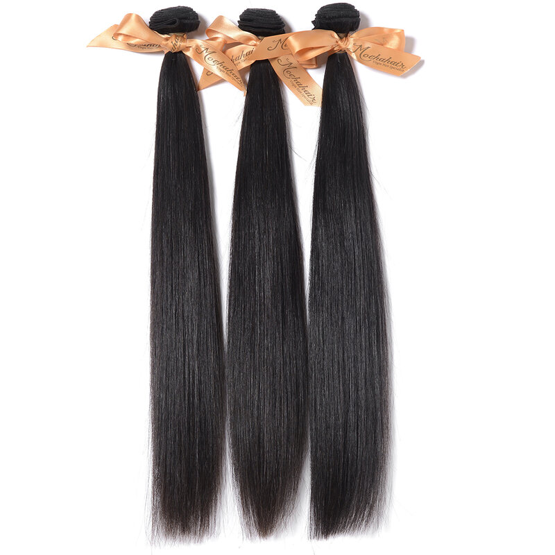 MOCHA Hair-extensiones de cabello humano brasileño sin procesar, pelo liso de 8 "- 26" 10A, Color Natural, 100%