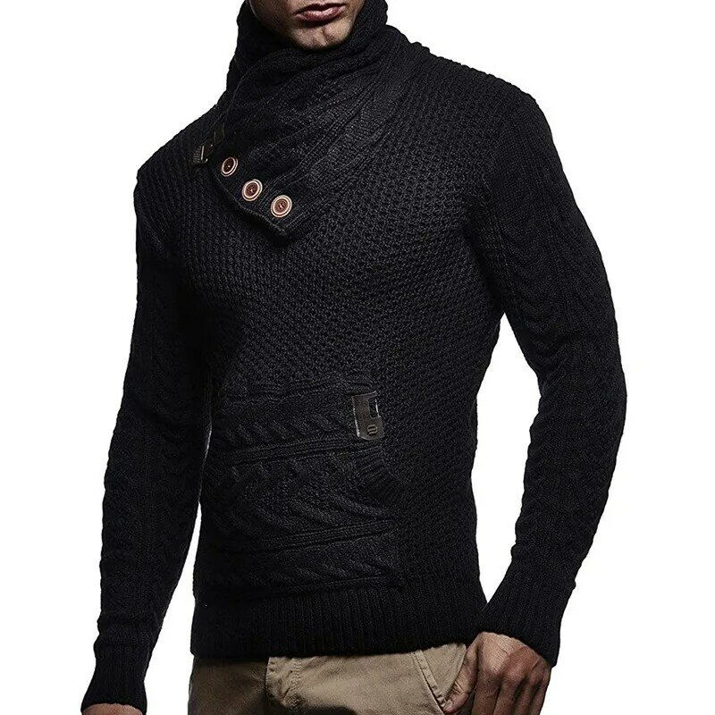 Мужские свитеры, уличная одежда, свитер с высоким воротником, мужские вязаные пуловеры с длинным рукавом L XL, осенние и зимние мягкие теплые базовые