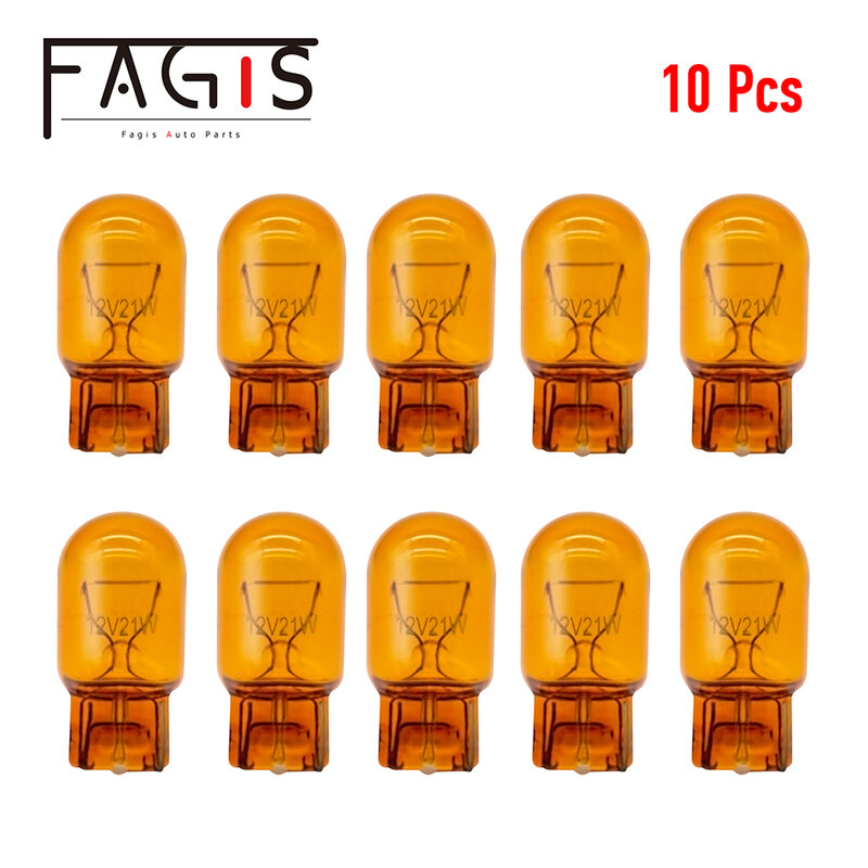 Fagis-luces de freno traseras halógenas T20 7440 7443 W21W W21/5W, lámpara de conducción de coche, intermitentes, color ámbar, color amarillo Natural, 10 unidades