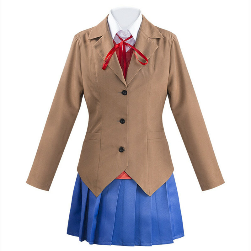 Disfraz de Anime Doki Literature Club Monika, Cosplay de Sayori Yuri Natsuki, uniforme escolar para niña y mujer
