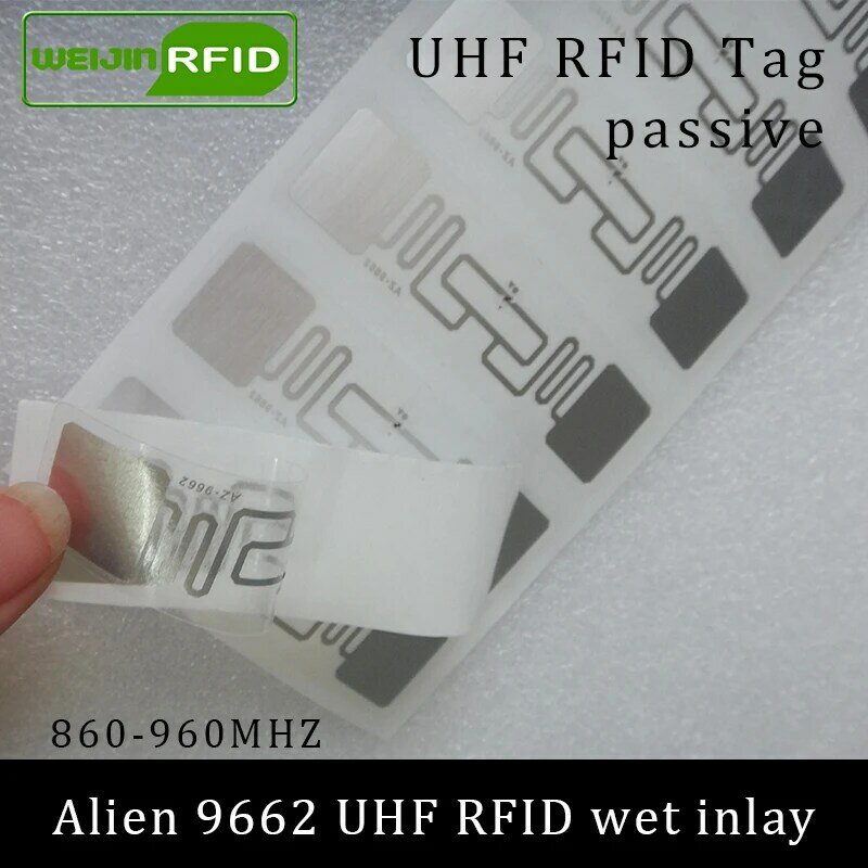 UHF RFID علامة ملصقا الغريبة 9662 الرطب ترصيع 915mhz 900 868mhz 860-960MHZ Higgs3 EPCC1G2 6C الذكية لاصق السلبي RFID الكلمات التسمية