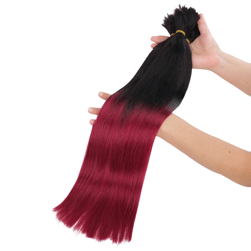 Real Beauty Ombre Colored Brazilian Remy Straight Bulk Human Hair For Braiding No Weft Hair Extensions 45cm to 60cm