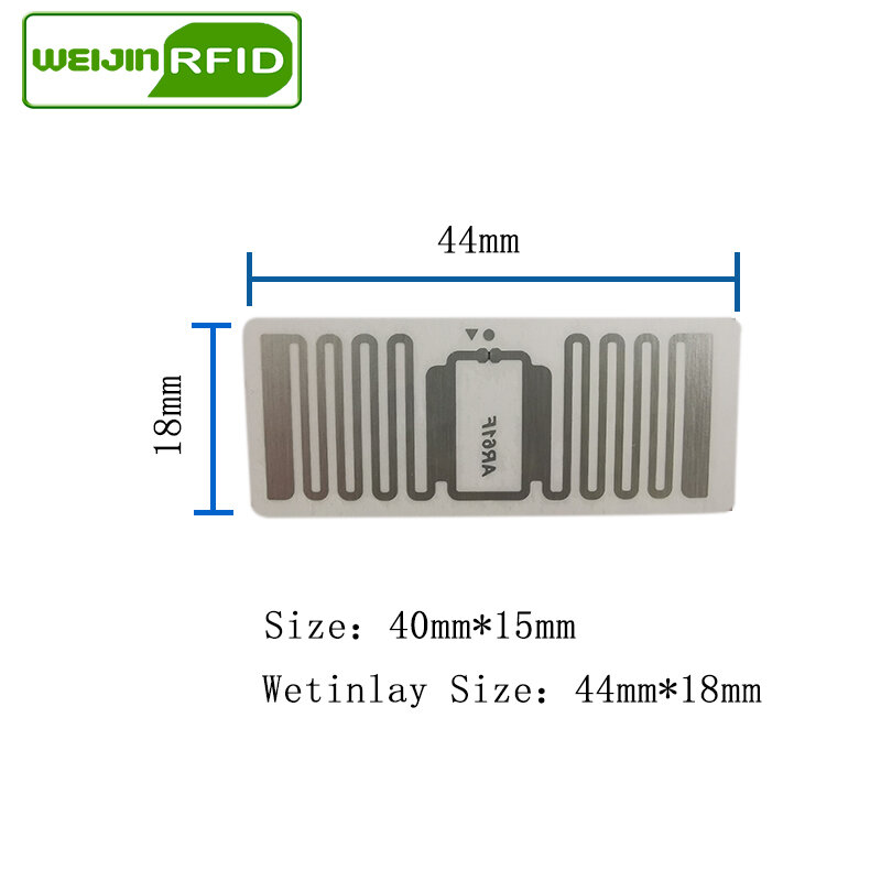 RFID aufkleber UHF tag impinj MonzaR6 AR61F nass inlay 915mhz 900 868mhz 860-960MHZ EPCC1G2 6C intelligente klebe passive RFID label