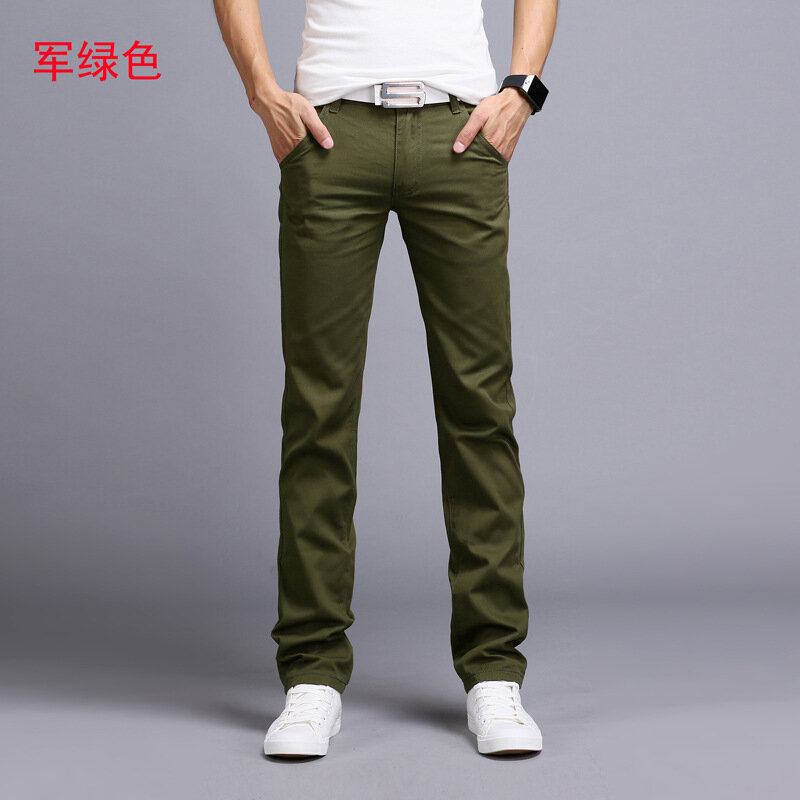 Calça casual masculina de algodão, chinos slim fit, roupas de marca masculina, nova moda, primavera, outono, plus size 28-38, 2022