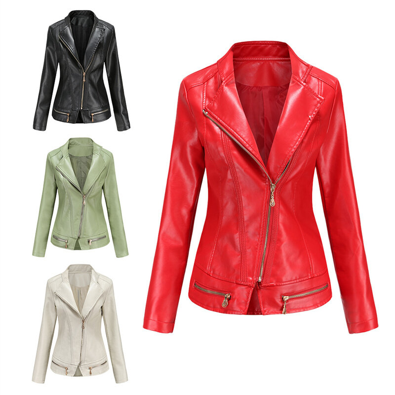Chaquetas de Color sólido para mujer, chaqueta informal holgada, chaqueta de moto para mujer, primavera y otoño, 2021