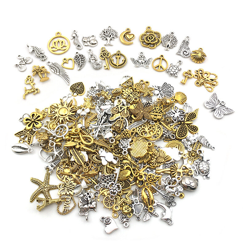 40pcs/lot Vintage Mixed Metal Animal Birds Charms Beads Handmade DIY Bracelet Pendant Neacklace Clips Jewelry Making Findings