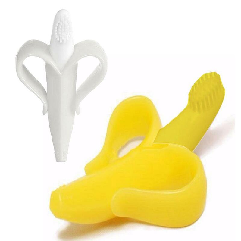 Mordedor seguro para bebés juguetes Toddle Banana dentición anillo silicona masticar cuidado Dental cepillo de dientes cuidado de la lactancia cuentas de regalo para niños