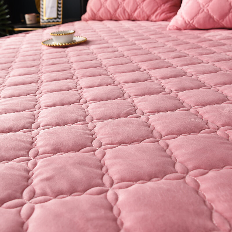 Drap de lit en velours cristal épais, drap-housse matelassé ajusté et chaud avec ceinture élastique, couvre-lit fixe 140x190cm