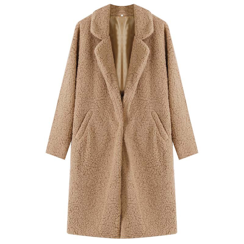 Casaco longo de pele sintética para mulheres, casaco de pelúcia quente para senhoras, casaco de pelúcia feminino, outwear inverno, outono, 2023