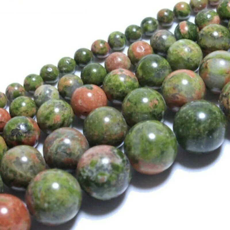 Natürliche Runde Grüne Unakite Perle Spacer Perlen für Schmuck Machen DIY Handgemachte Accessoires 4/6/8/10 Mm