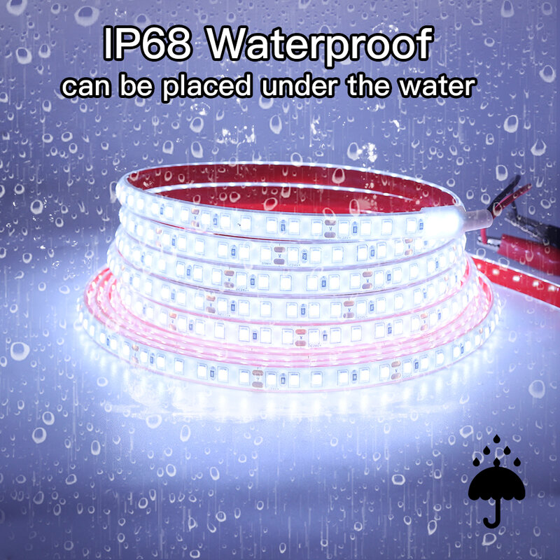 Tira de luces LED impermeables IP68, cinta de luz Flexible para piscina, 20M, 24V de cc, alta calidad, 2835, 120LED, para exteriores, bajo el agua