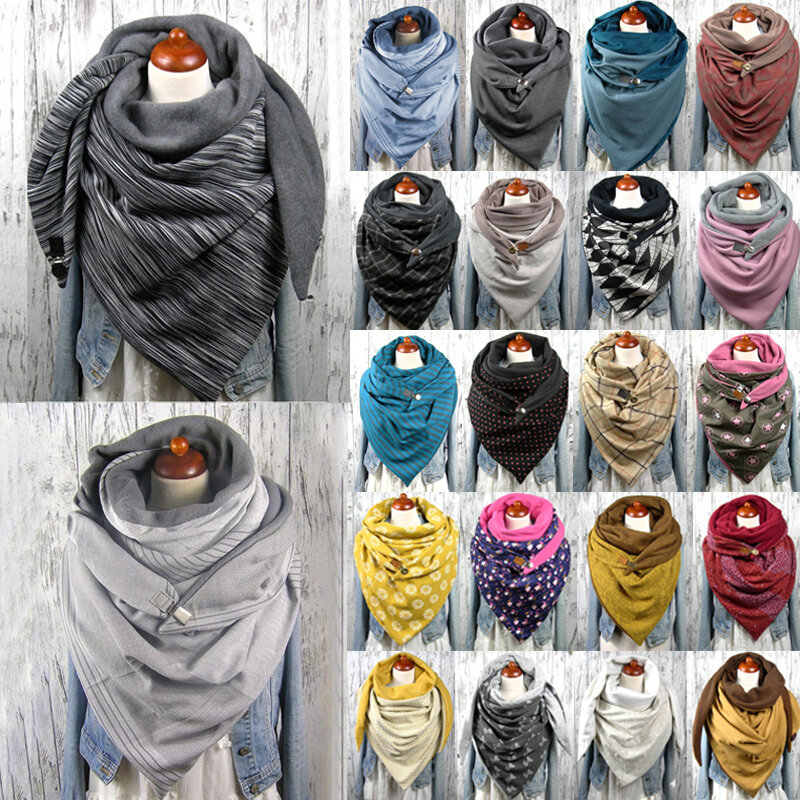 Роскошный Модный зимний женский шарф, однотонный, с принтом в горошек, на пуговицах, мягкая накидка, повседневные теплые шарфы, шали, шарф дл...