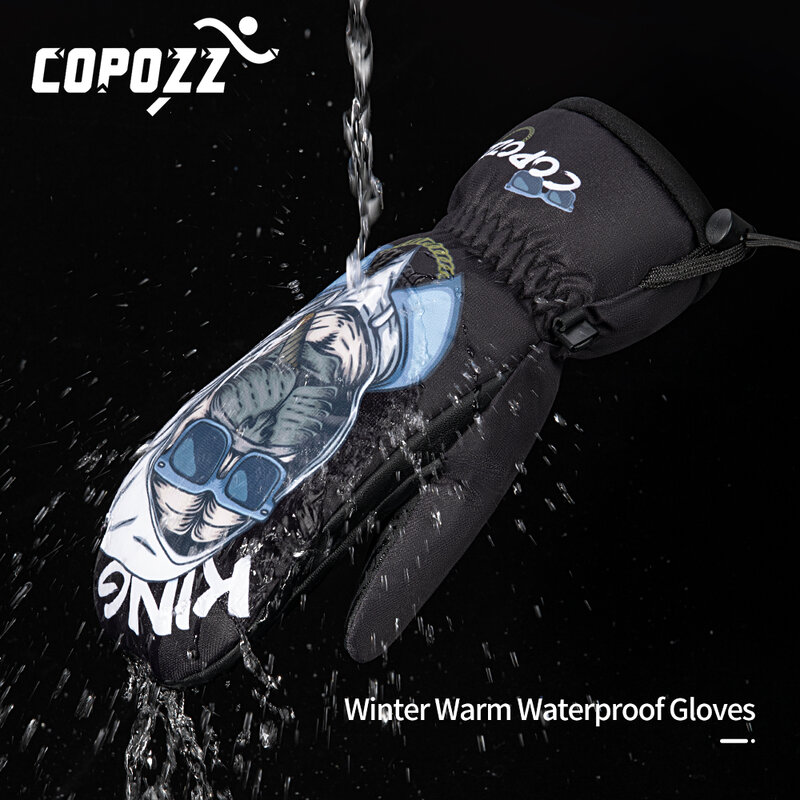COPOZZ -30 ℃ gants de Ski professionnels, épais, coupe-vent, hiver, chaud, thermique, mitaines de neige, motoneige