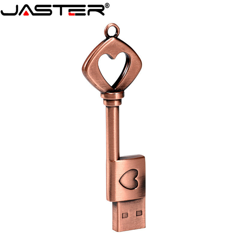 Jaster pendrive de cobre, em formato de coração, usb 2.0, 4gb, 8gb, 16gb, 32gb, 64gb
