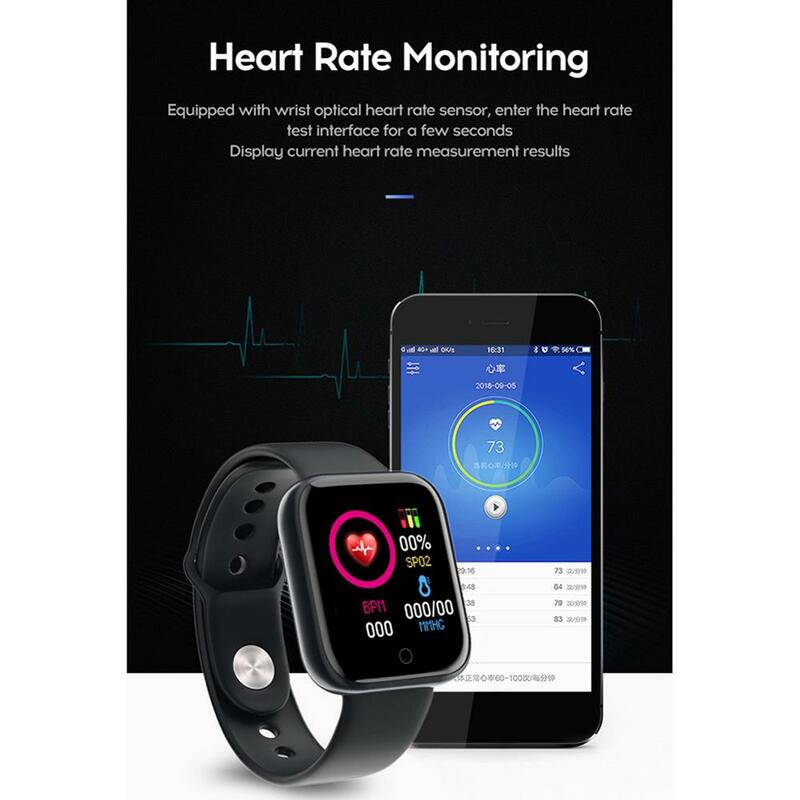 Smartwatch D20, Y68, inteligentny zegarek, Bluetooth, dla mężczyzn, wodoodporny, sport, dobra kondycja fizyczna, monitor, bransoletka, ciśnienie krwi, pulsometr