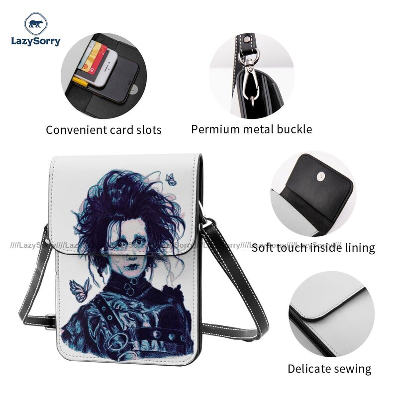 Сумка на плечо Эдвард Руки-ножницы, винтажная Кожаная Мобильный телефон для покупок, Подарочная женская сумка