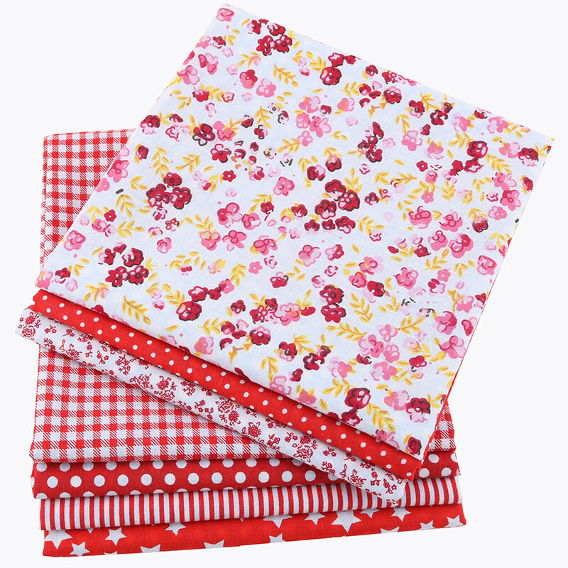 7 pcs Vermelho de Algodão Pacote Tecido Patchwork Para Costura DIY Tilda Boneca de Pano Têxtil Quilting Tecido 50 cm x 50 cm