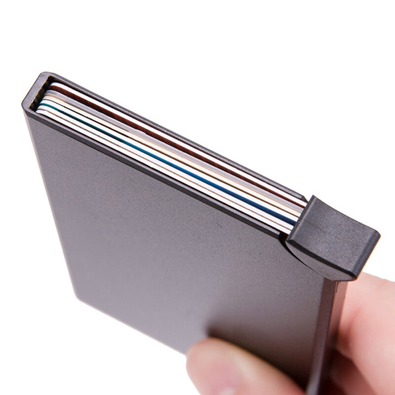 ZOVYVOL nome personalizzato porta carte di credito porta carte di credito RFID scatola di alluminio porta carte di credito antifurto automatico Pop-up
