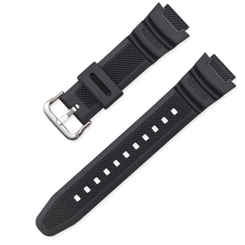 18mm pulseira de silicone preto para casio AE-1000w AQ-S810W SGW-400H SGW-300H pulseira de borracha pino fivela pulseira relógio de pulso