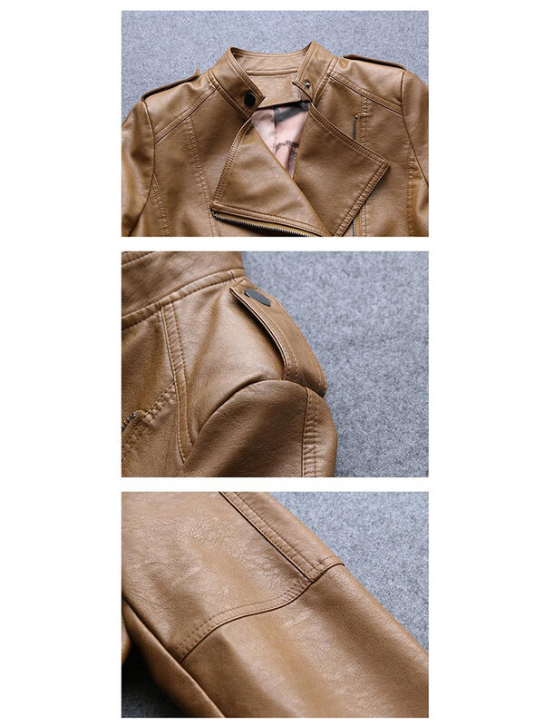 Женская Короткая кожаная куртка, облегающее байкерское пальто из искусственной овечьей кожи с воротником-стойкой, в Корейском стиле, большие размеры 4XL, весна-осень 2020