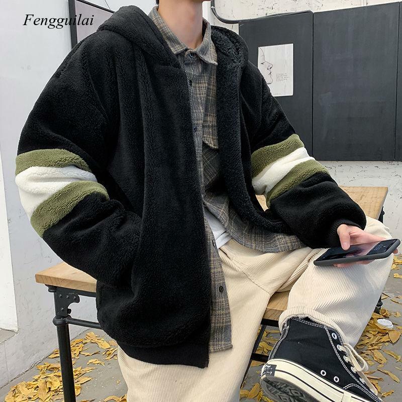 Inverno masculino 2021 novos cordeiros lã engrossado solto casaco quente homem streetwear roupas coreanas