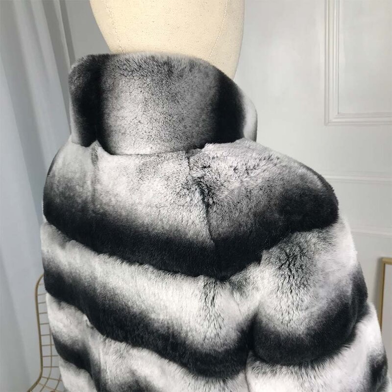 hot sale women real natural rex rabbit fur coat high quality 100% genuine rex rabbit fur Stand Collar  Luxury Natural Real Fur C
