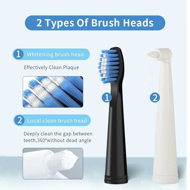 SEAGO-cepillo de dientes eléctrico sónico para adulto, dispositivo resistente al agua, recargable por USB, tiempo de espera de 360 días, con 5 cabezales, el mejor regalo
