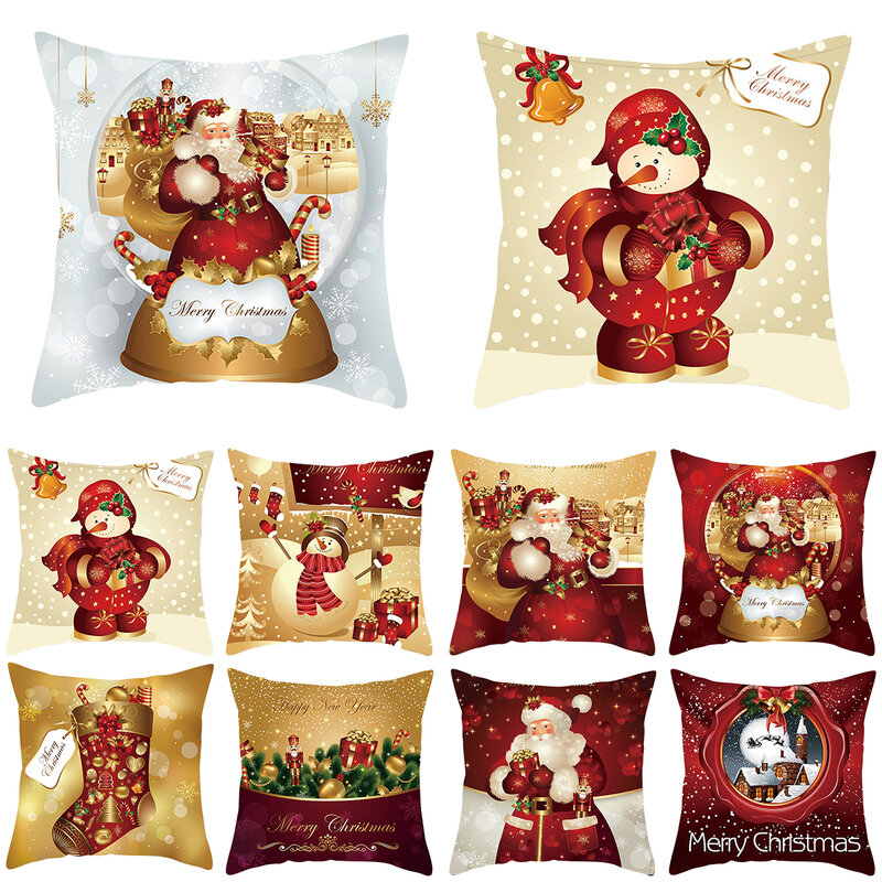 Merry Christmas Cushion Cover Christmas Decorations For Home Cristmas Ornament Pillow Case Xmas Navidad Gifts New Year 2022