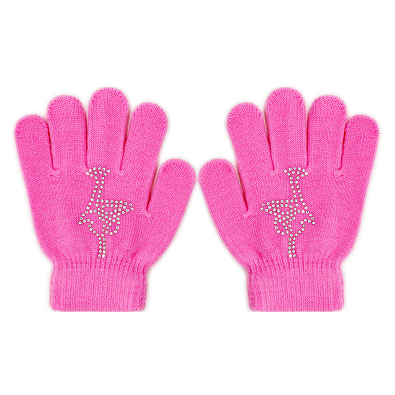 Winter Colorful Figure Skating Wrist Gloves Warm Hand Protector Thermal Safety For Kids Girls Skates Rhinestone Random Style