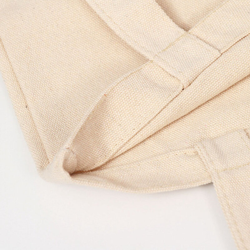 Beige Canvas Shopping Bags Eco Reusable Foldable Shoulder Bag Large Handbag Fabric Cotton Tote Bag For Women Shopping Bags
