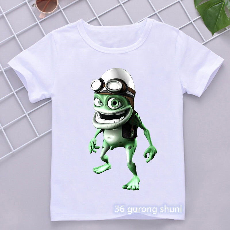 Lustige Jungen T-Shirts verrückte Frosch Anime Cartoon drucken Kinder T-Shirts Hip-Hop-Junge Kleidung weiße kurz ärmel ige Hemd Tops